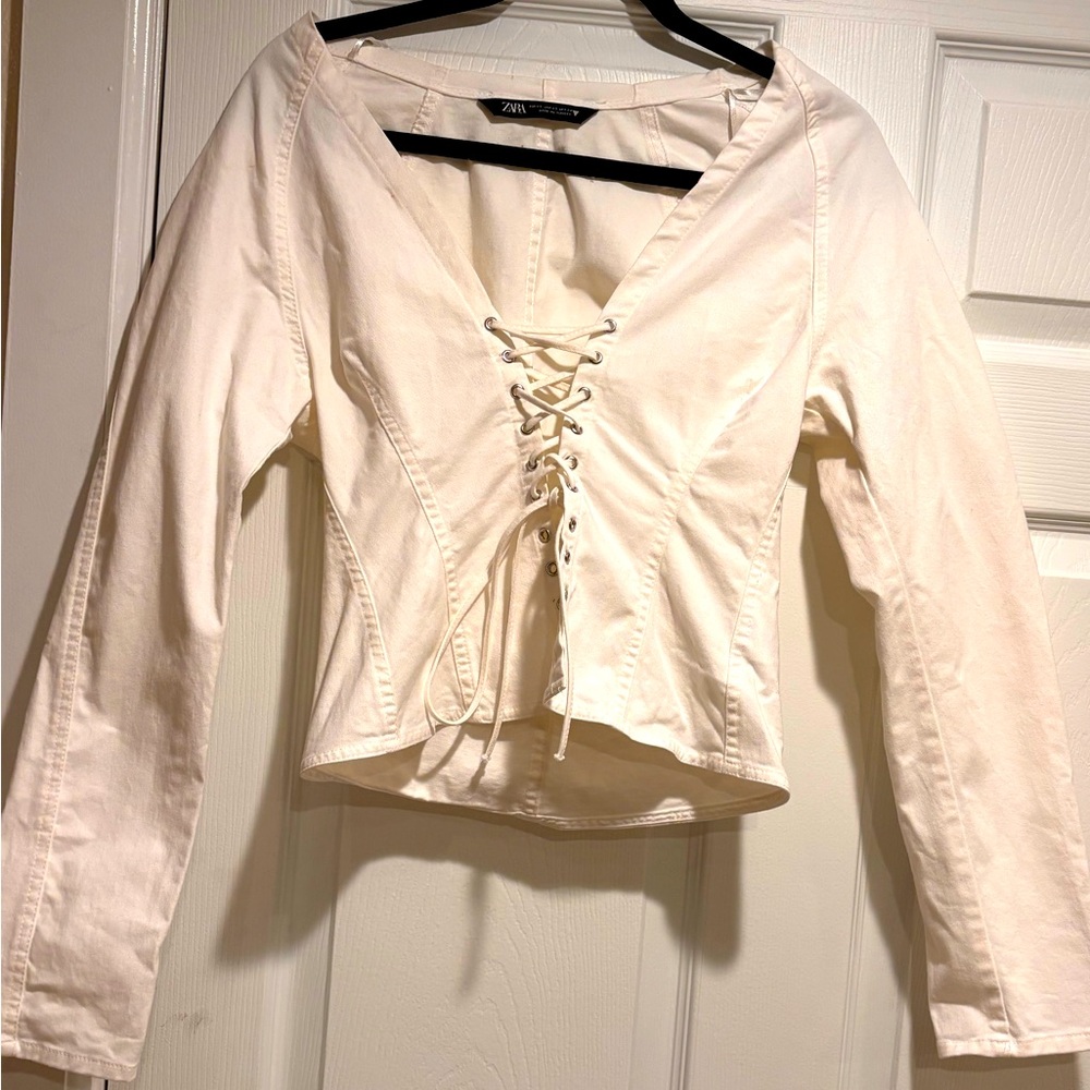 Zara corset soft denim top